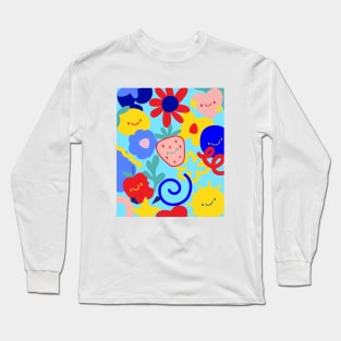 Cute Smiley Strawberry and Friends Long Sleeve T-Shirt